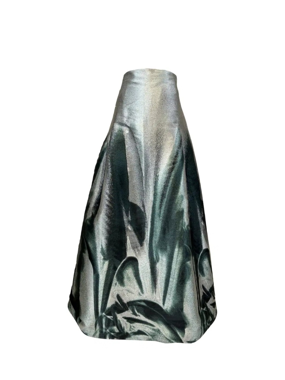Marina Rinaldi Celebre Metallic Green A-Line Maxi Skirt